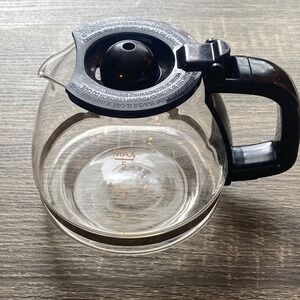 5 Cup Glass Coffee Carafe Replacement Clear with Black Handle and Lid